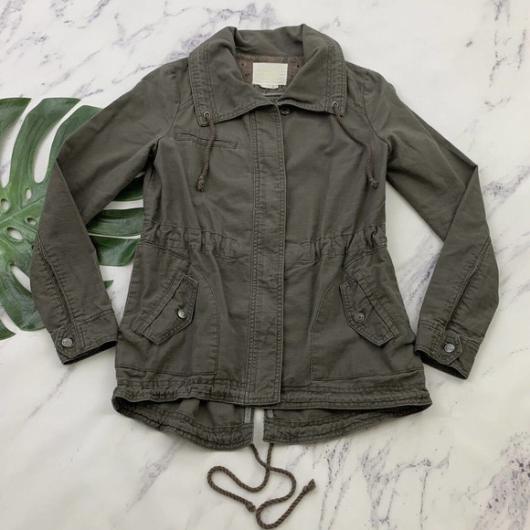 Anthropologie Hei Hei Ravenna Lattice Lace Anorak Utility Jacket Size S Gray - Picture 1 of 12
